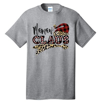 Funny Mamaw Claus Santa Hat Leopard Christmas Gift Tall T-Shirt