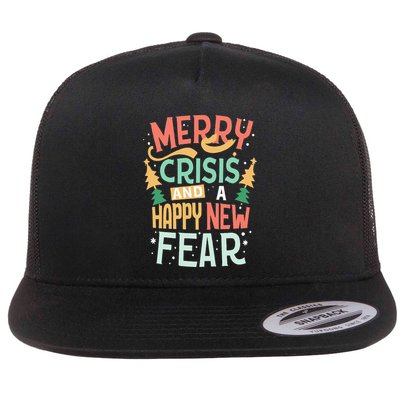 Funny Merry Crisis and a happy new Fear Merry Christmas Flatbill Hat