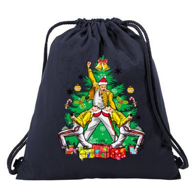 Freddie Mercury Christmas Tree Queen Band Xmas Rock Music Outfit Drawstring Bag