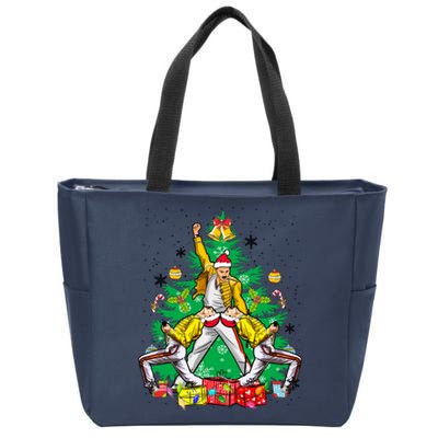 Freddie Mercury Christmas Tree Queen Band Xmas Rock Music Outfit Zip Tote Bag