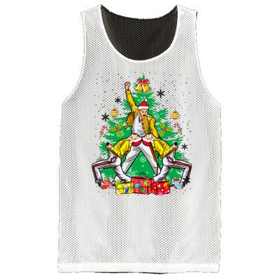 Freddie Mercury Christmas Tree Queen Band Xmas Rock Music Outfit Mesh Reversible Basketball Jersey Tank