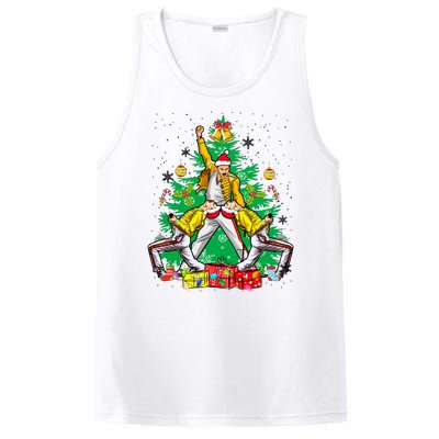 Freddie Mercury Christmas Tree Queen Band Xmas Rock Music Outfit PosiCharge Competitor Tank