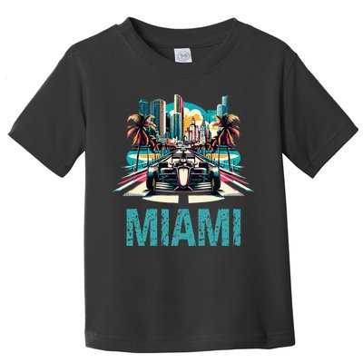 Formula Miami City Racing Circuit Car Map Grand Prix Race Toddler T-Shirt