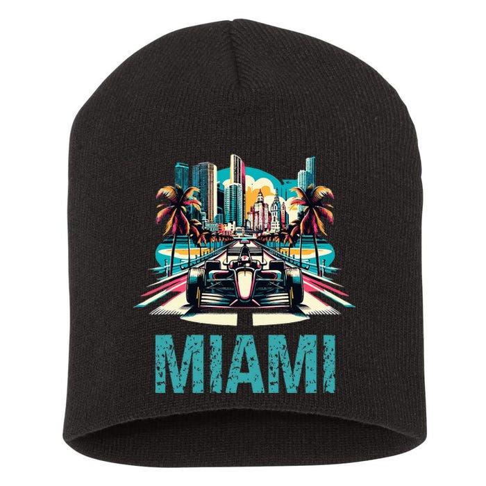 Formula Miami City Racing Circuit Car Map Grand Prix Race Short Acrylic Beanie