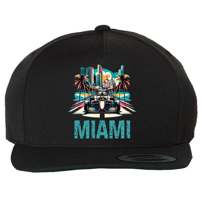 Formula Miami City Racing Circuit Car Map Grand Prix Race Wool Snapback Cap