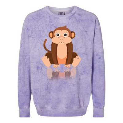 Funny Monkey Chimpanzee Ape Zoo Animal Lover Design Colorblast Crewneck Sweatshirt