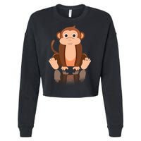Funny Monkey Chimpanzee Ape Zoo Animal Lover Design Cropped Pullover Crew