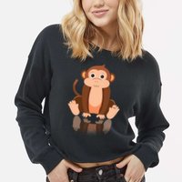 Funny Monkey Chimpanzee Ape Zoo Animal Lover Design Cropped Pullover Crew