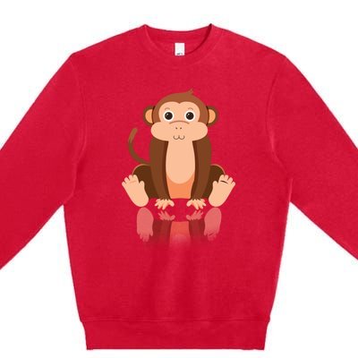 Funny Monkey Chimpanzee Ape Zoo Animal Lover Design Premium Crewneck Sweatshirt