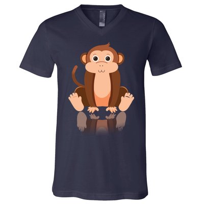 Funny Monkey Chimpanzee Ape Zoo Animal Lover Design V-Neck T-Shirt