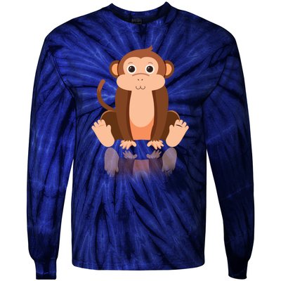 Funny Monkey Chimpanzee Ape Zoo Animal Lover Design Tie-Dye Long Sleeve Shirt