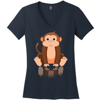Funny Monkey Chimpanzee Ape Zoo Animal Lover Design Women's V-Neck T-Shirt