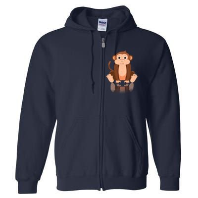 Funny Monkey Chimpanzee Ape Zoo Animal Lover Design Full Zip Hoodie