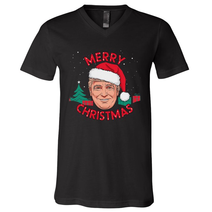 Funny Merry Christmas Trump Humorous Christmas Celebration V-Neck T-Shirt