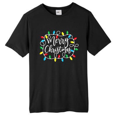 Funny Merry Christmas Lights Xmas Family Tall Fusion ChromaSoft Performance T-Shirt