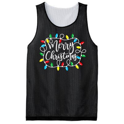 Funny Merry Christmas Lights Xmas Family Mesh Reversible Basketball Jersey Tank