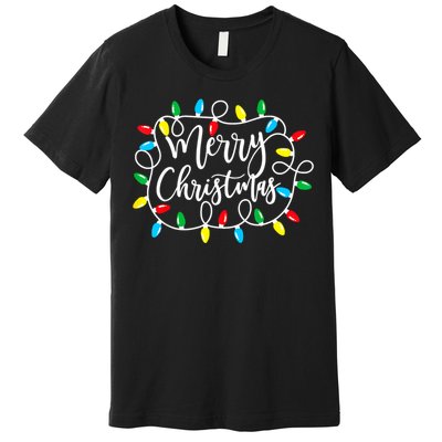 Funny Merry Christmas Lights Xmas Family Premium T-Shirt