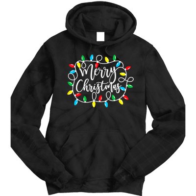 Funny Merry Christmas Lights Xmas Family Tie Dye Hoodie