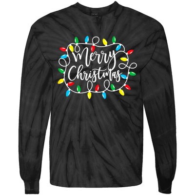 Funny Merry Christmas Lights Xmas Family Tie-Dye Long Sleeve Shirt