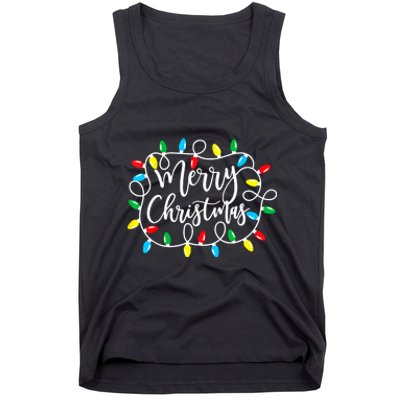 Funny Merry Christmas Lights Xmas Family Tank Top