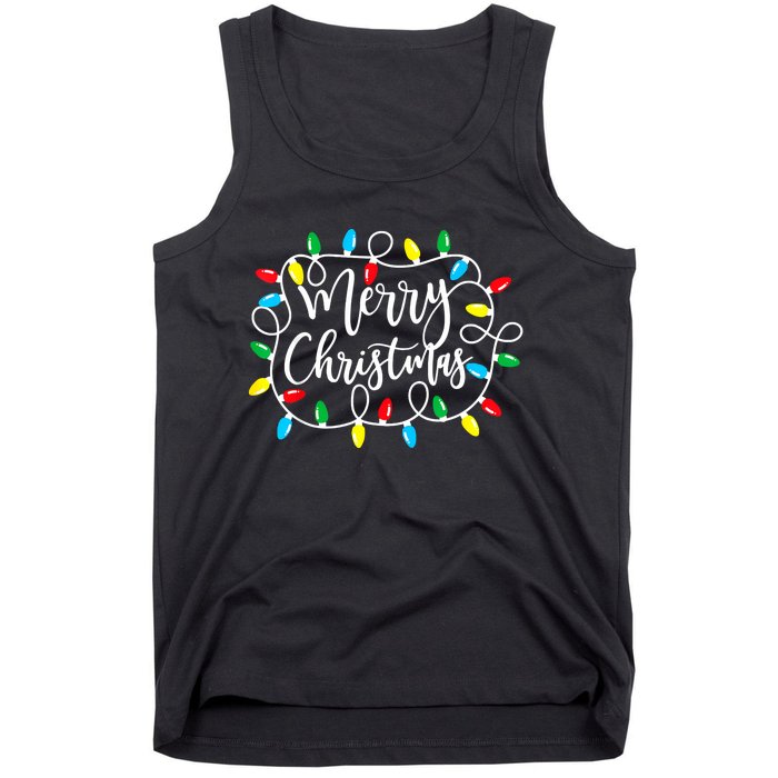 Funny Merry Christmas Lights Xmas Family Tank Top