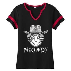 Funny Meowdy Cowboy Cat Ladies Halftime Notch Neck Tee