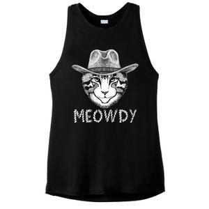 Funny Meowdy Cowboy Cat Ladies PosiCharge Tri-Blend Wicking Tank