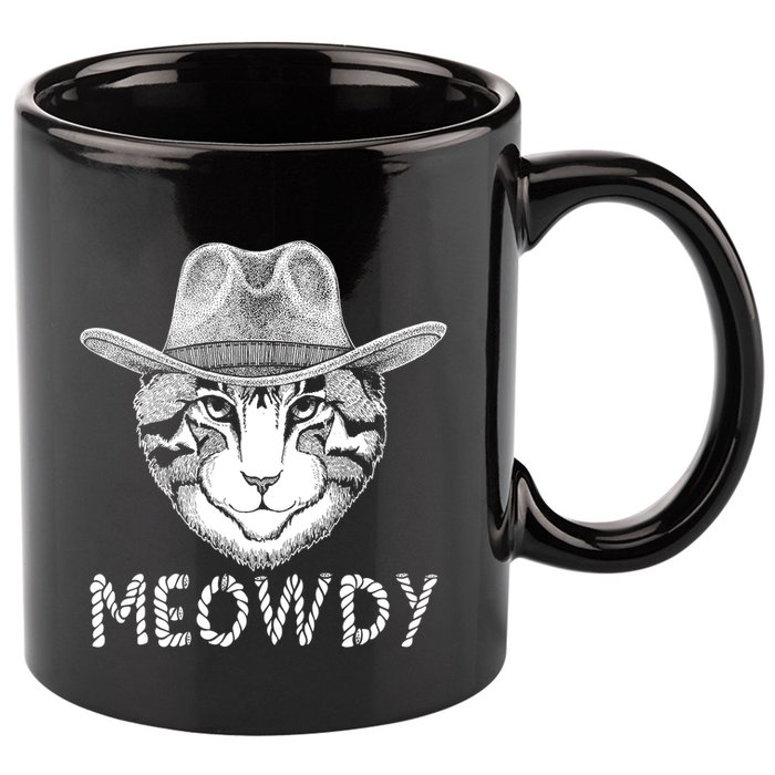 Funny Meowdy Cowboy Cat 11oz C Handle Ceramic Mug