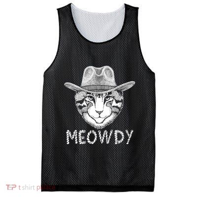 Funny Meowdy Cowboy Cat Mesh Reversible Basketball Jersey Tank