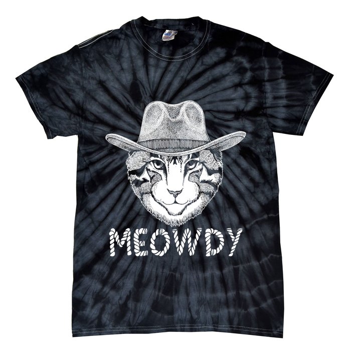 Funny Meowdy Cowboy Cat Tie-Dye T-Shirt