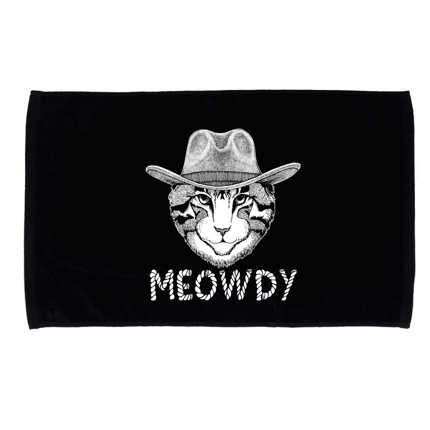 Funny Meowdy Cowboy Cat Microfiber Hand Towel