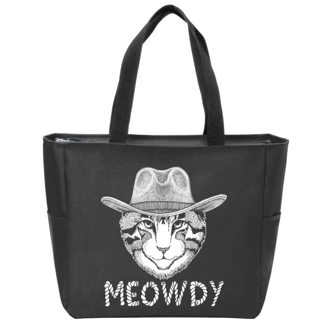 Funny Meowdy Cowboy Cat Zip Tote Bag
