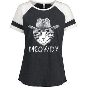 Funny Meowdy Cowboy Cat Enza Ladies Jersey Colorblock Tee