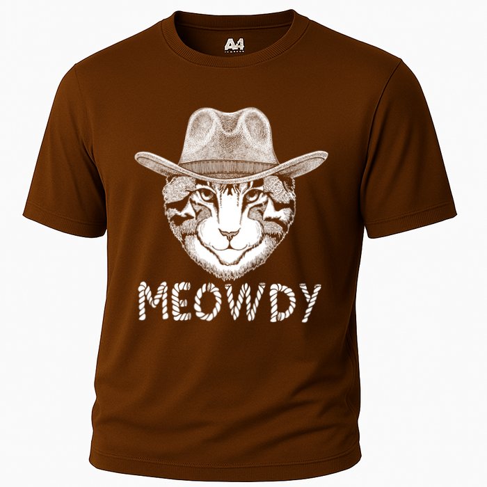 Funny Meowdy Cowboy Cat Cooling Performance Crew T-Shirt