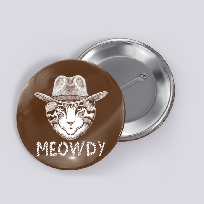 Funny Meowdy Cowboy Cat Button