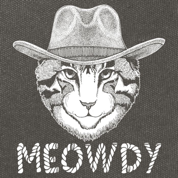 Funny Meowdy Cowboy Cat Cotton Canvas Backpack