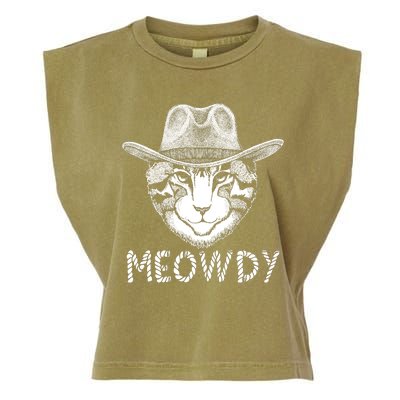 Funny Meowdy Cowboy Cat Garment-Dyed Women's Muscle Tee