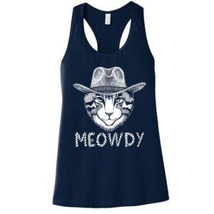 Funny Meowdy Cowboy Cat Women's Racerback Tank