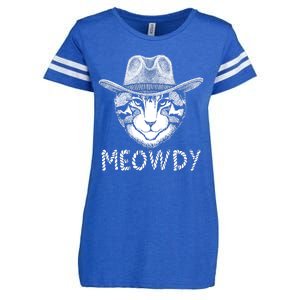 Funny Meowdy Cowboy Cat Enza Ladies Jersey Football T-Shirt