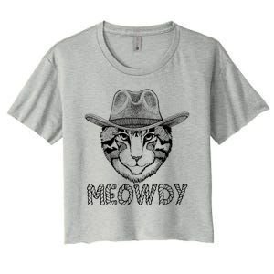 Funny Meowdy Cowboy Cat Women's Crop Top Tee