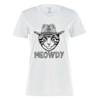 Funny Meowdy Cowboy Cat Women's Momentum V-Neck T-Shirt