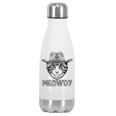 Funny Meowdy Cowboy Cat Stainless Steel Insulated Water Bottle