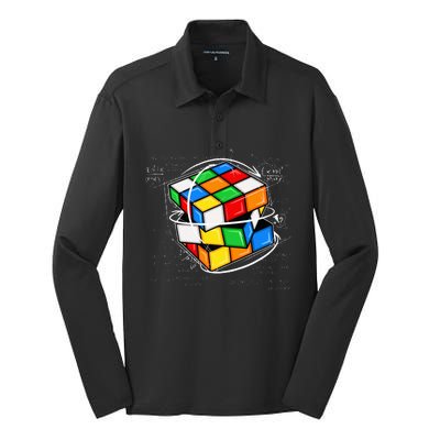 Funny Math Cuber Speed Cubing Puzzle Lover Cube Silk Touch Performance Long Sleeve Polo