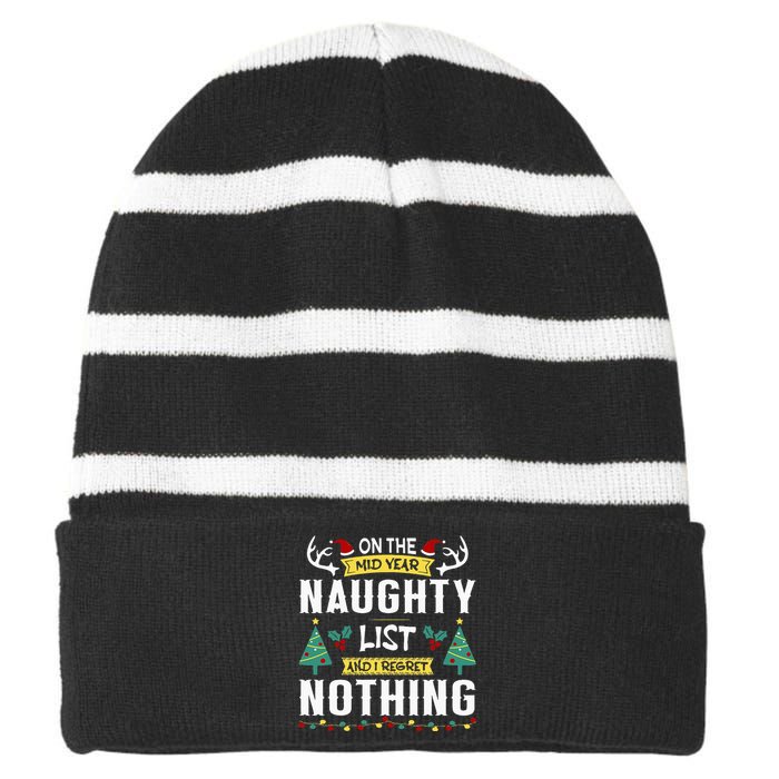 Funny MidYear Christmas In July Beach Summer Christmas Striped Beanie with Solid Band