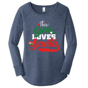 Family Matching Christmas This Loves Santa Funny Quotes Meaningful Gift Women's Perfect Tri Tunic Long Sleeve Shirt