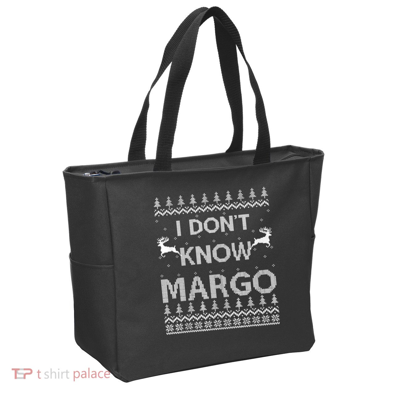 Funny Matching Couple I Dont Know Margo Ugly Christmas Zip Tote Bag