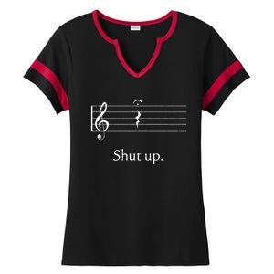 Funny Music Cute Gift Shut Up Quarter Rest And Fermata Ladies Halftime Notch Neck Tee