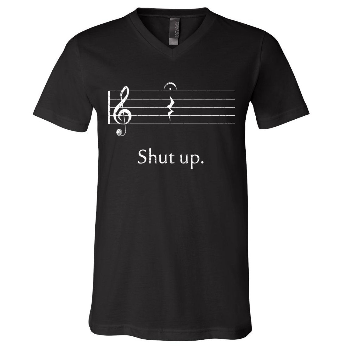 Funny Music Cute Gift Shut Up Quarter Rest And Fermata V-Neck T-Shirt
