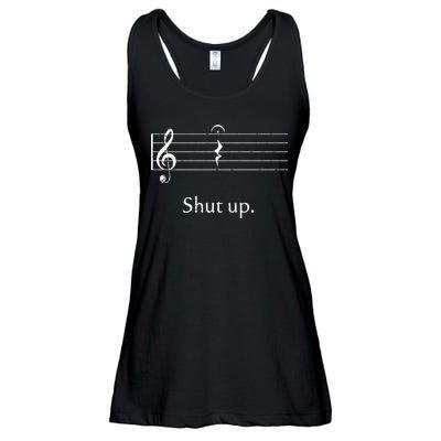 Funny Music Cute Gift Shut Up Quarter Rest And Fermata Ladies Essential Flowy Tank