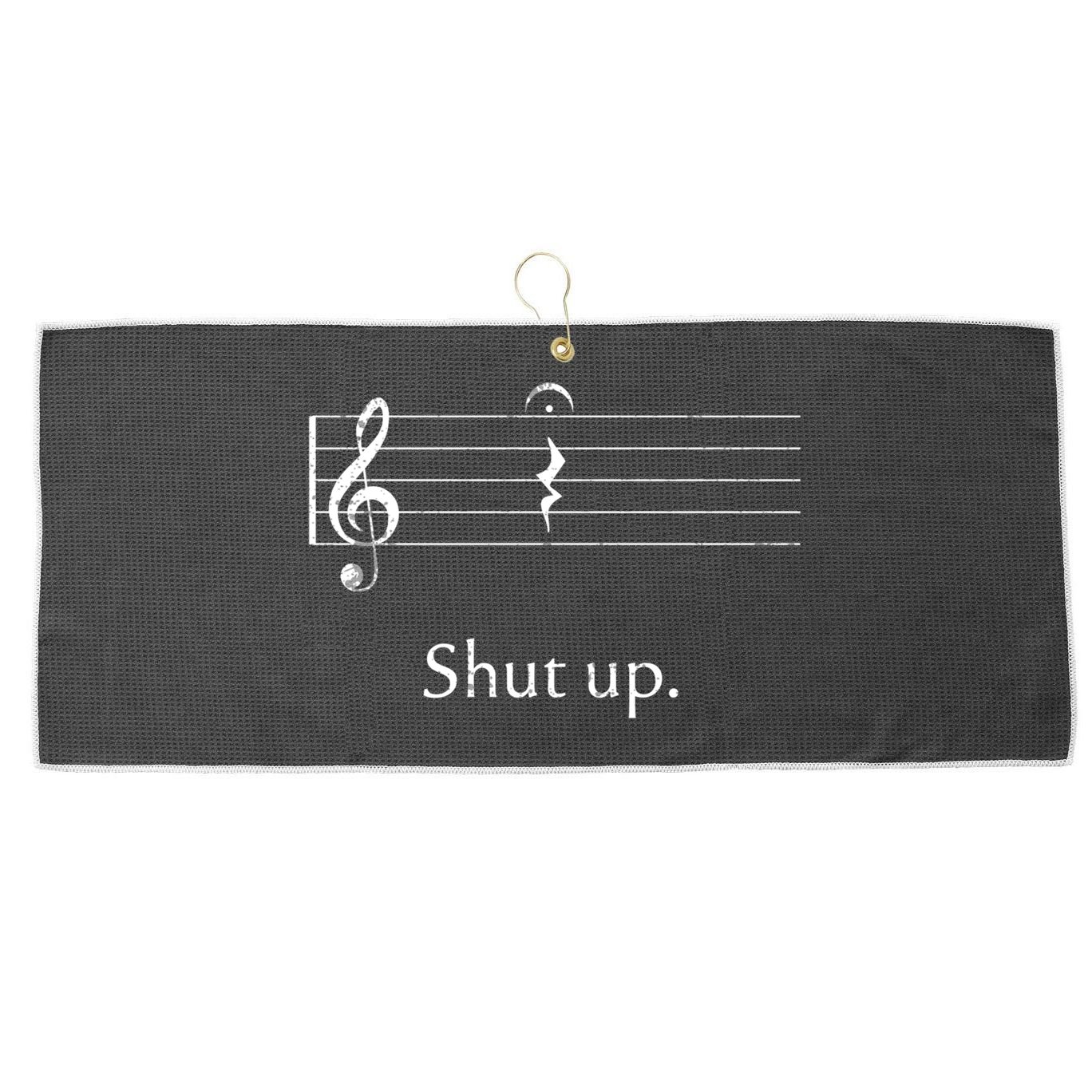 Funny Music Cute Gift Shut Up Quarter Rest And Fermata Large Microfiber Waffle Golf Towel
